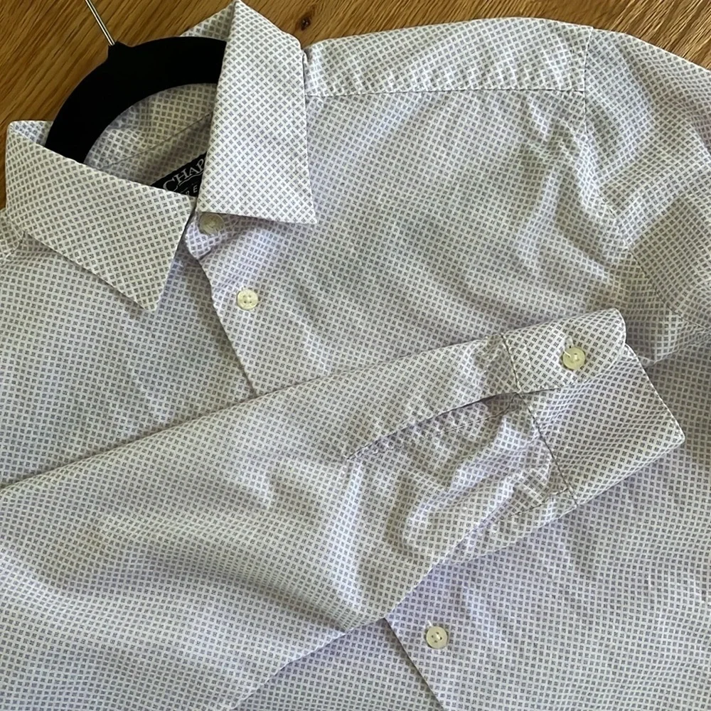 Chaps Button Down Dress Shirt White Lavender Purple Youth Boys XL 18 20